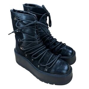 Free People Black Platform Ankle Boots